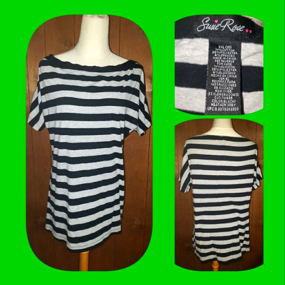 🦄 Woman's Black & Gray Strip Shirt